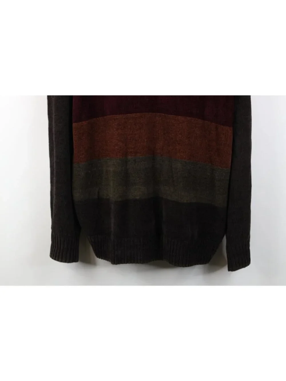 Vintage 90s Streetwear Mens Large Earth Tone Striped Color Block Fleece Sweater